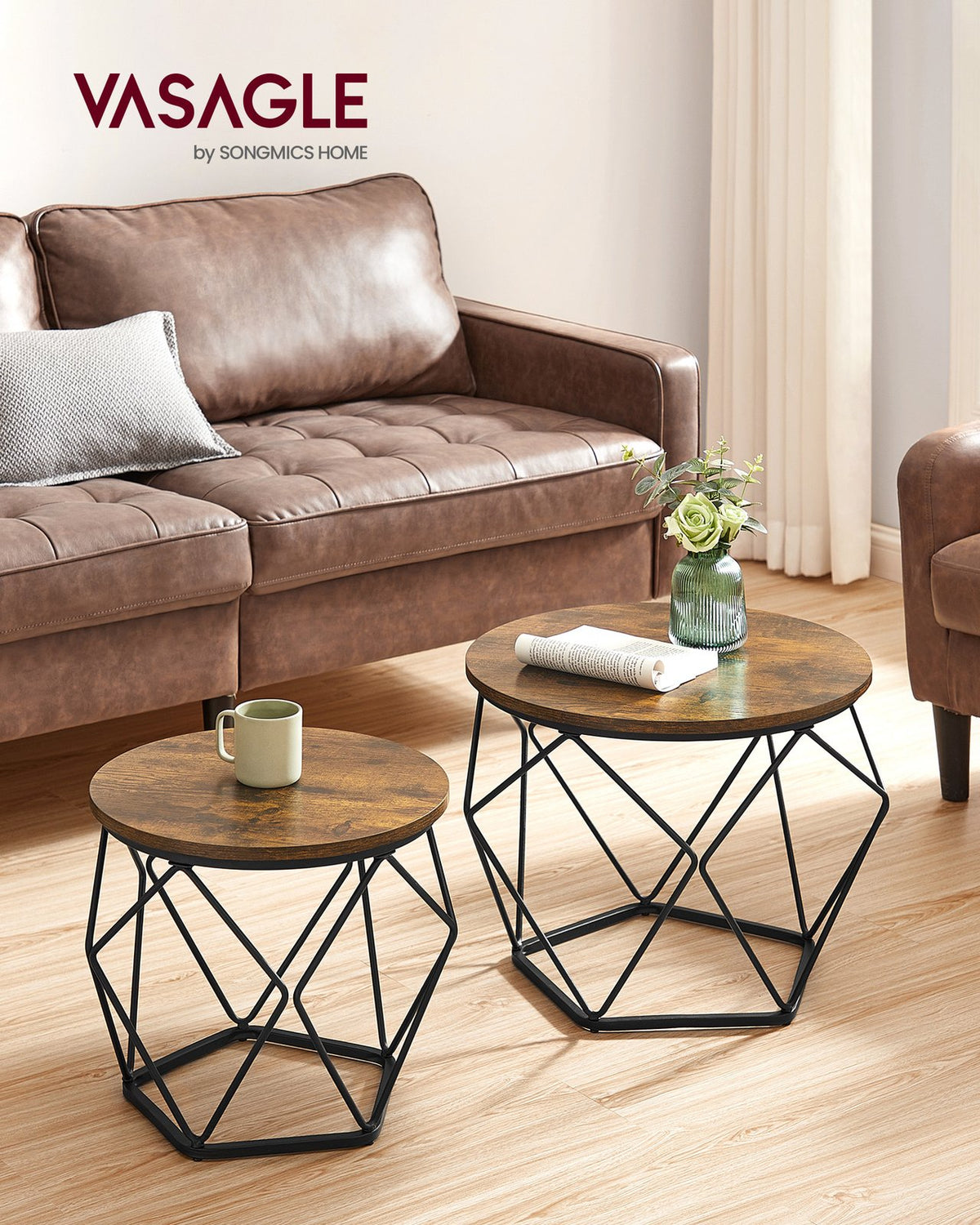Round Coffee Table - Steel Frame - Set of 2