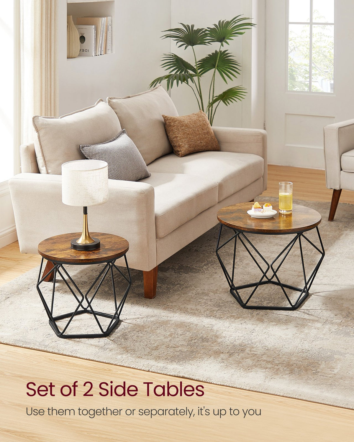 Round Coffee Table - Steel Frame - Set of 2