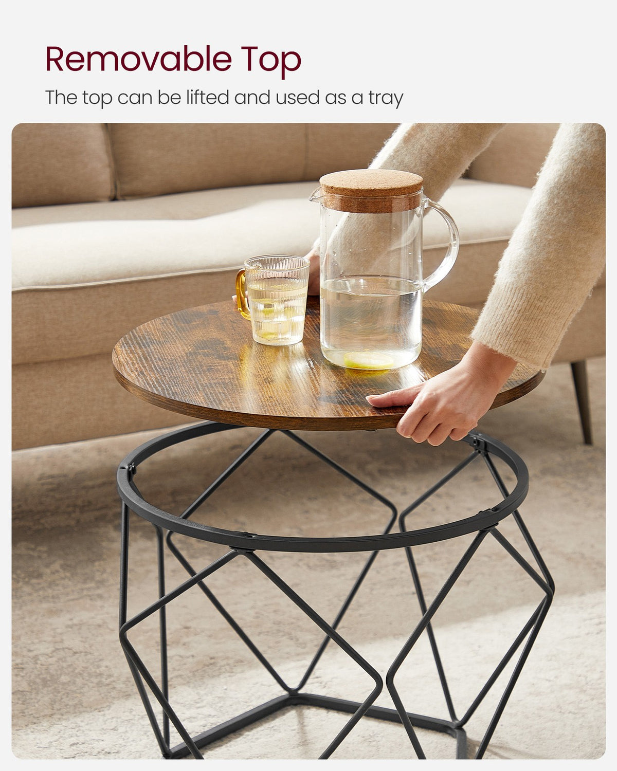 Round Coffee Table - Steel Frame - Set of 2
