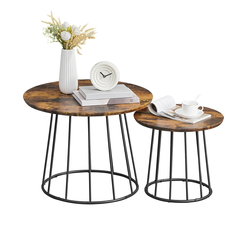 Modern Coffee Table Set of 2 with Steel Frame