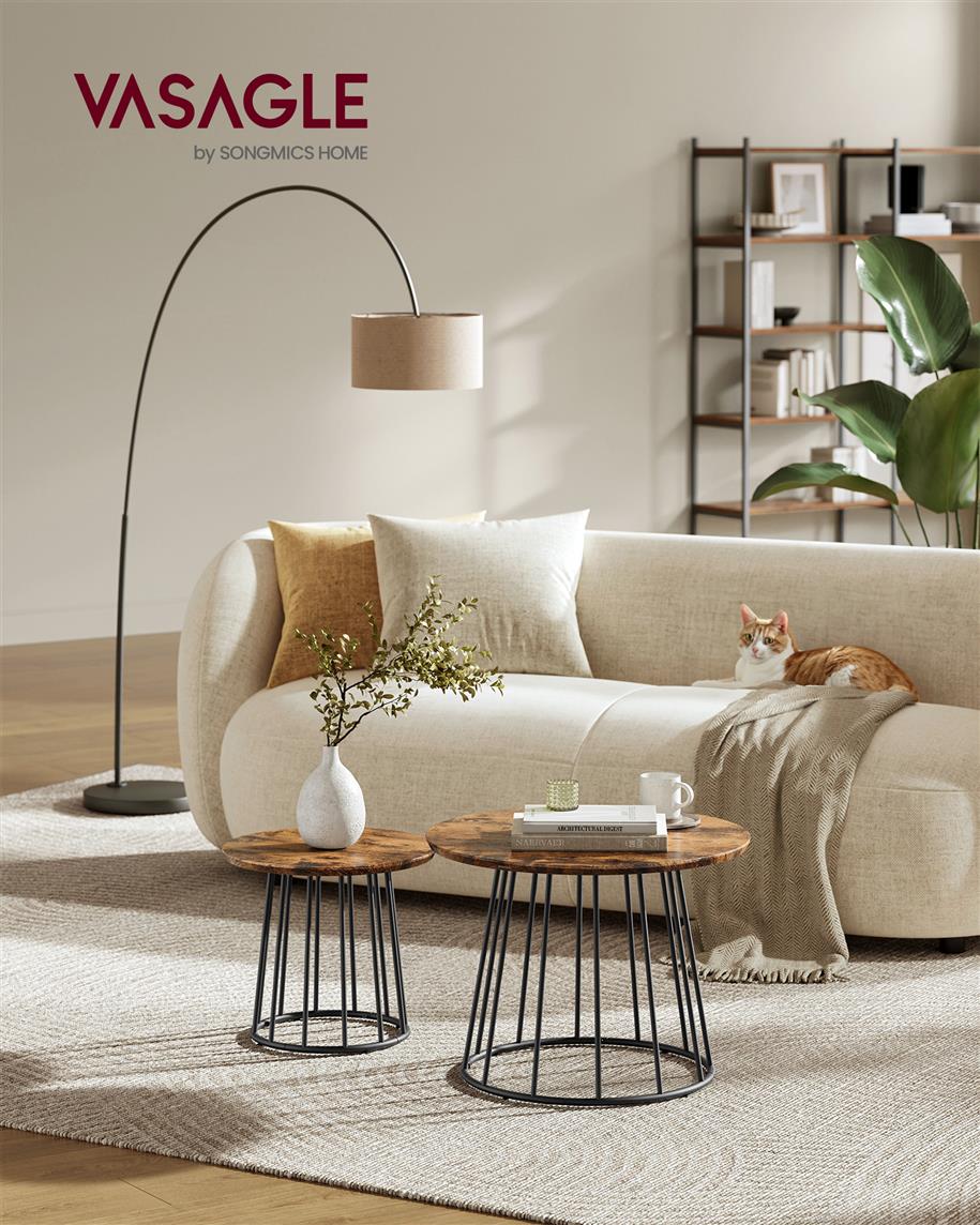 Modern Coffee Table Set of 2 with Steel Frame