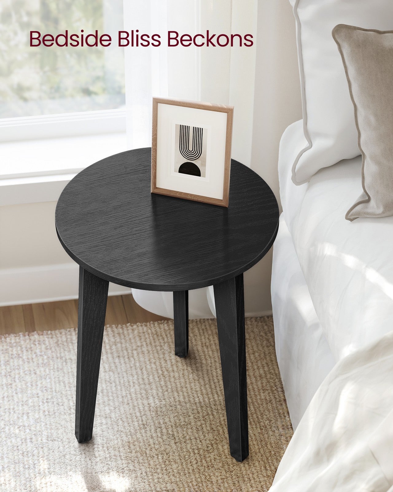 MAEZO Collection - Small Side Table - Round End Table - Charcoal Gray