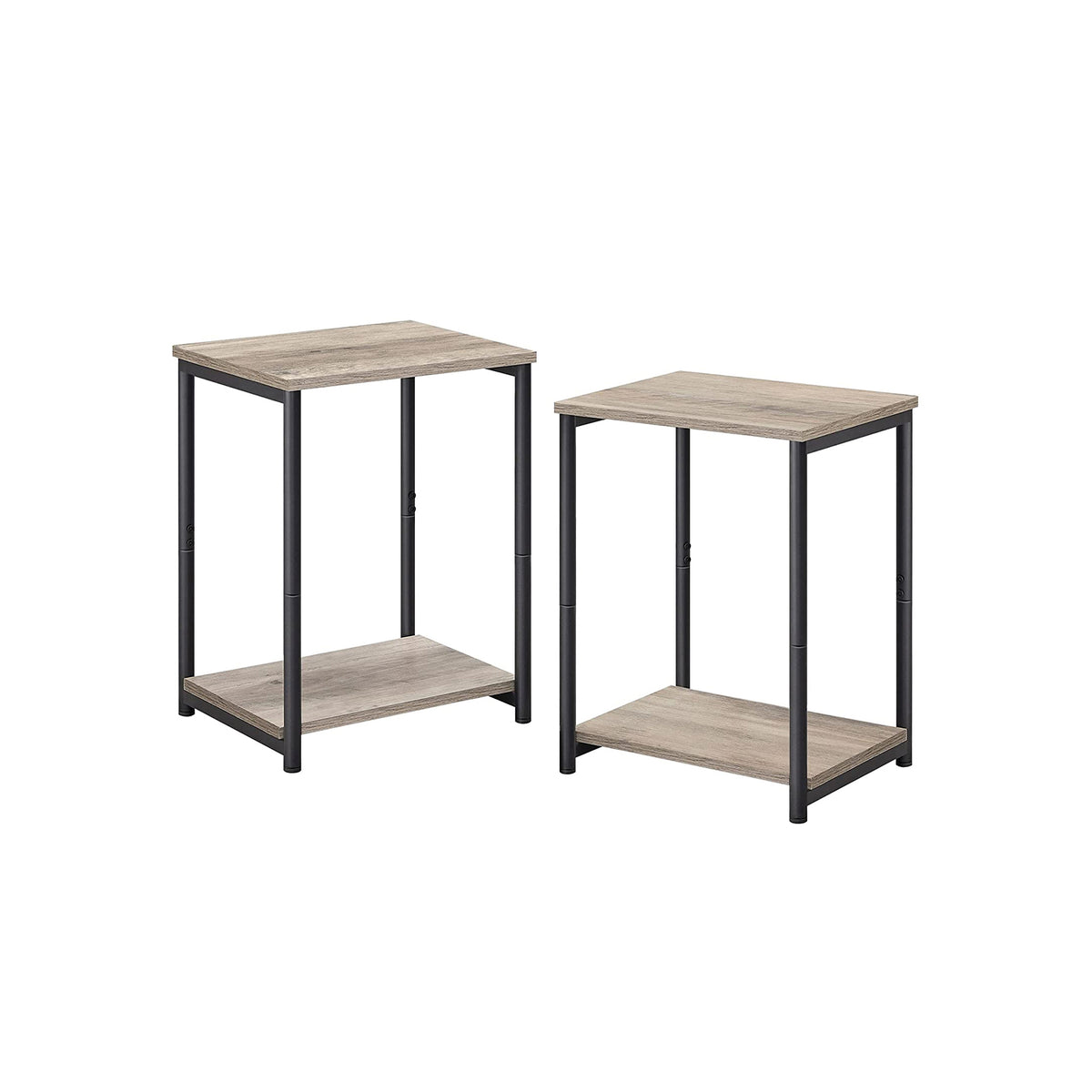 Industrial 2-Tier Small Side Table - Set of 2