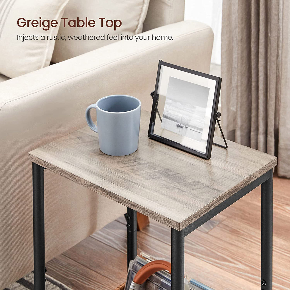Industrial 2-Tier Small Side Table - Set of 2