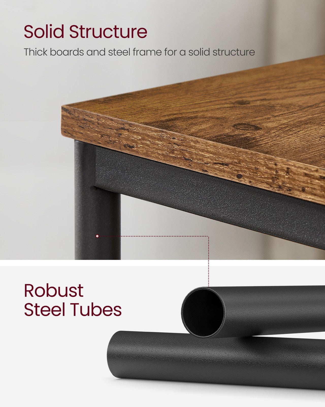 Small End Table - Rustic Brown, Classic Black