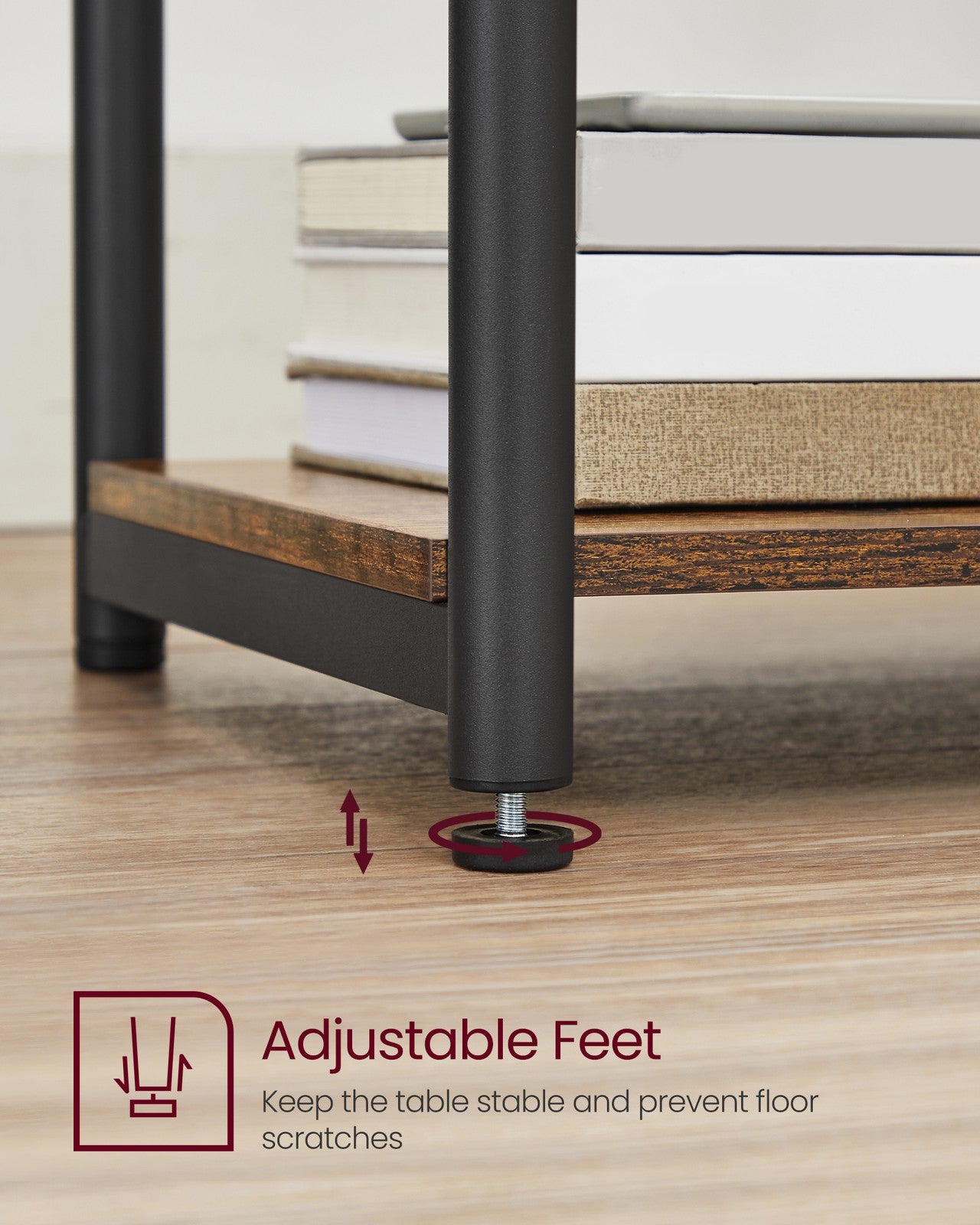 Small End Table - Rustic Brown, Classic Black