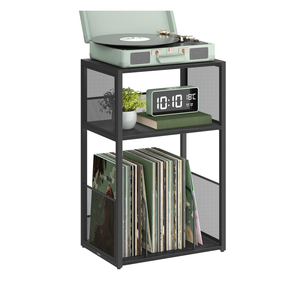 3-Tier Side Table - Vinyl Record Storage Up to 100 Albums - Ebony Black