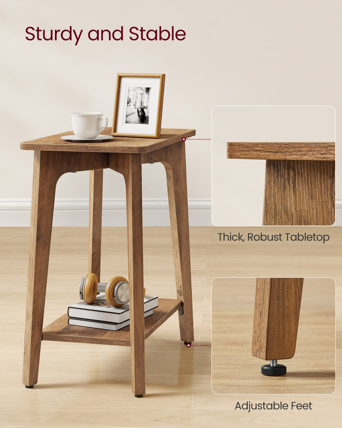 MAEZO Collection - Side Table - 2-Tier Small Rectangular End Table