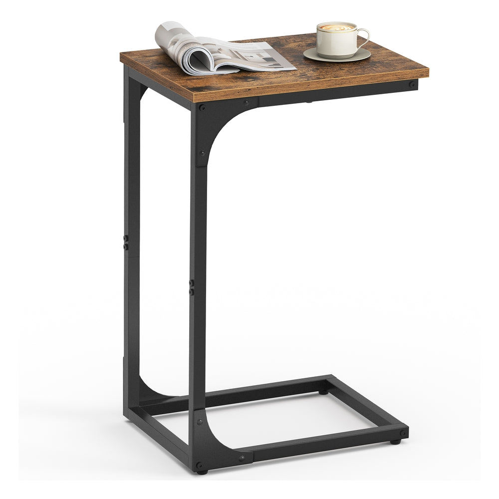 C-Shaped End Table - Rustic Brown, Black