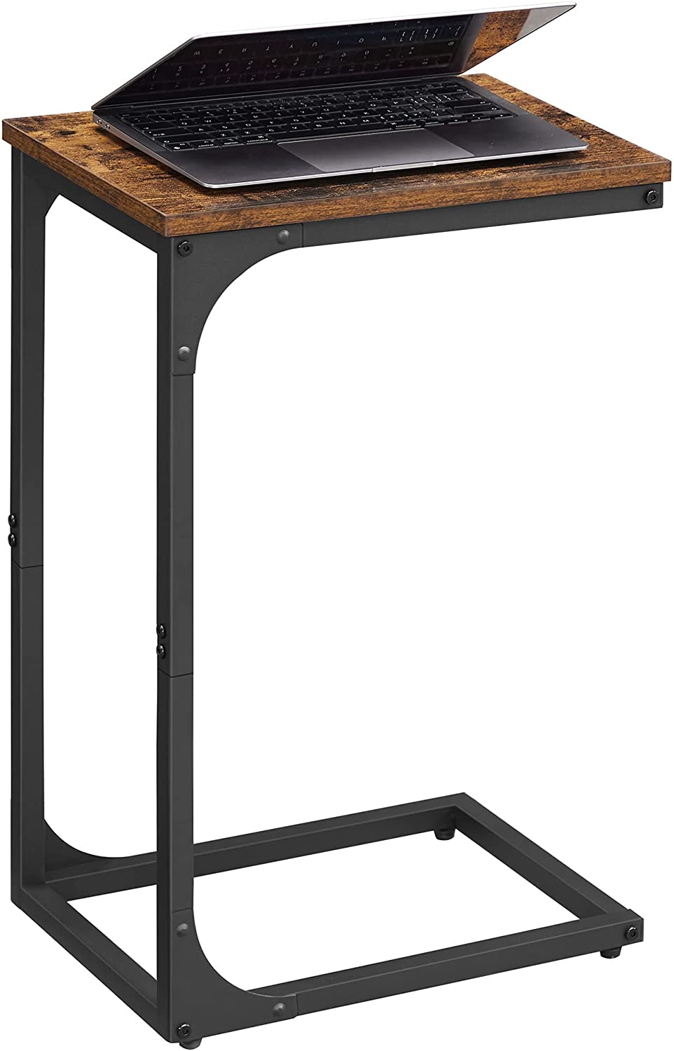 C-Shaped End Table - Rustic Brown, Black