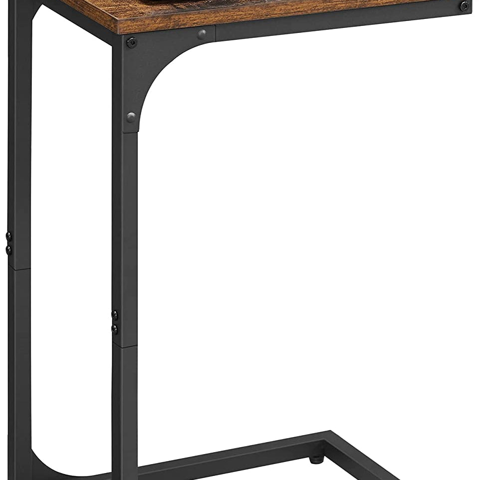 C-Shaped End Table - Set of 2 - Rustic Brown, Black