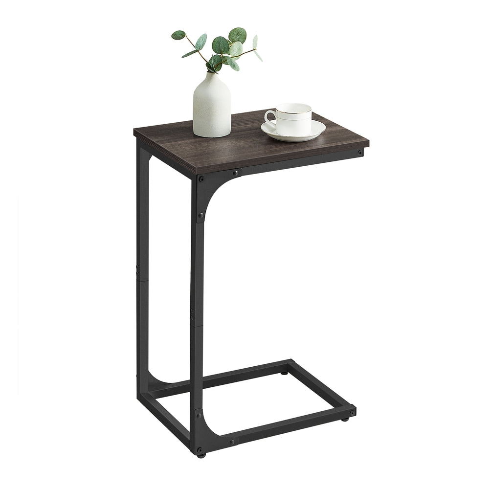 C-Shaped End Table - Chestnut Brown, Black
