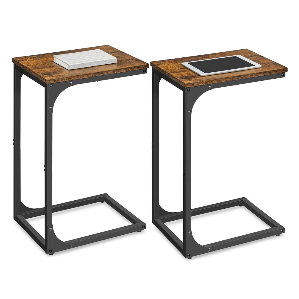 C-Shaped End Table - Rustic Brown