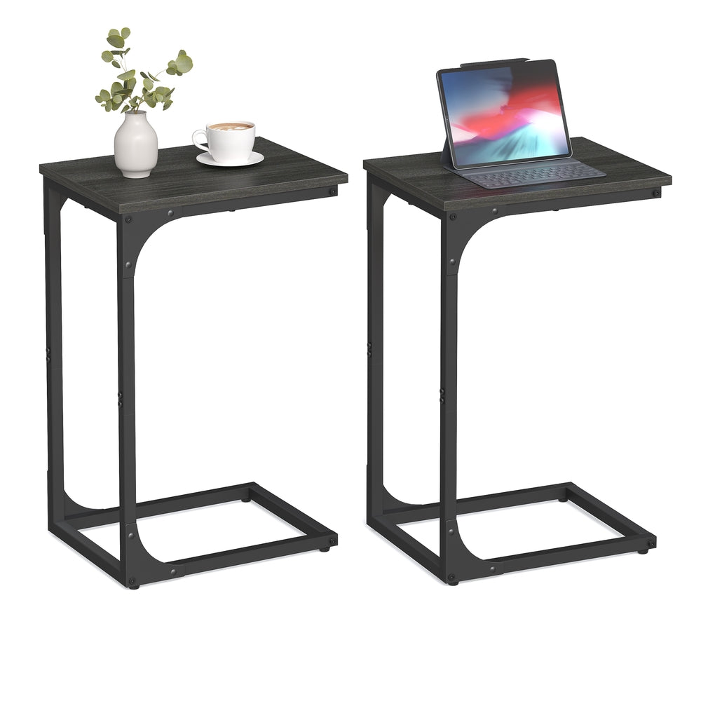 C-Shaped End Table - Ebonized Oak, Black