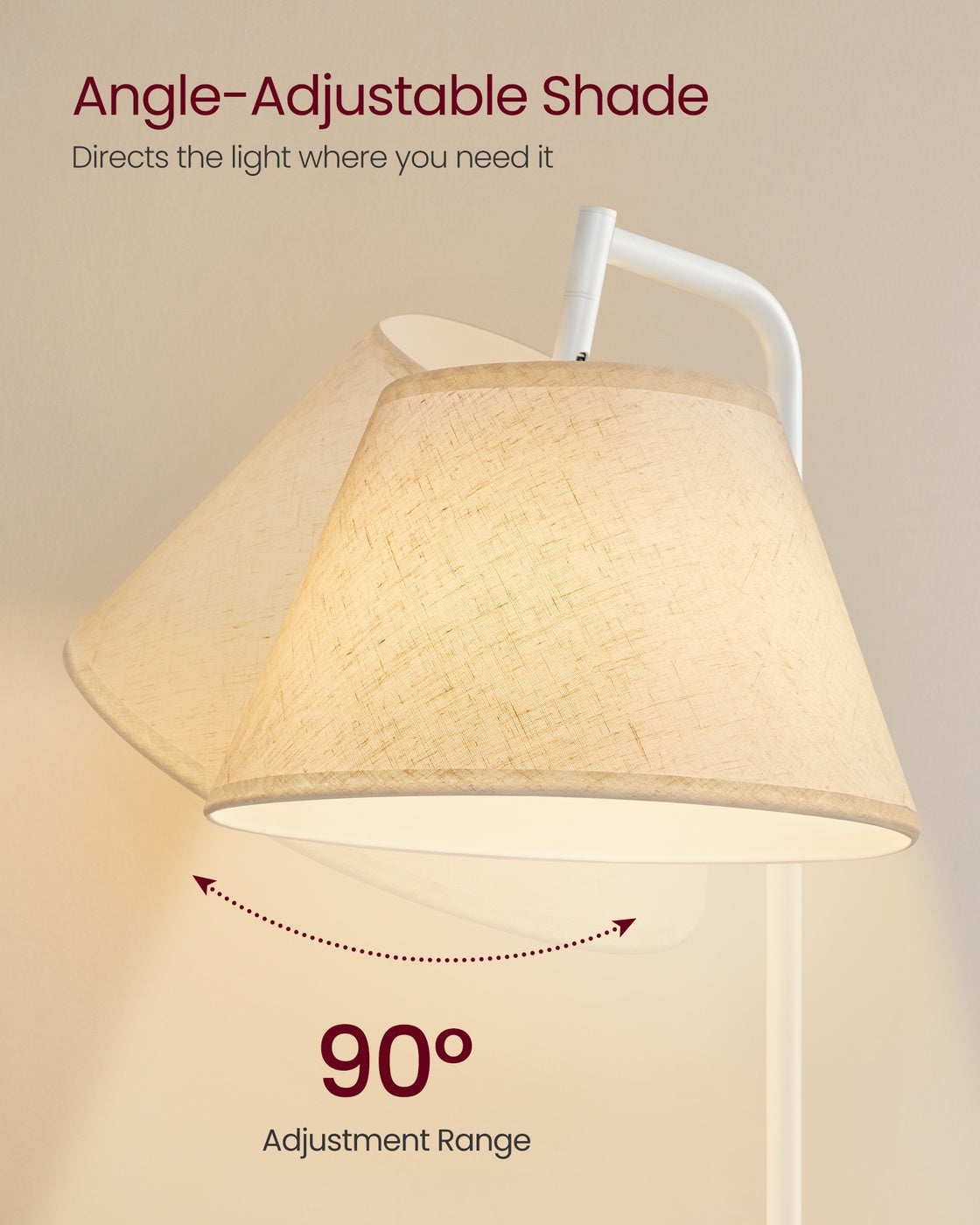 End Table with Lamp - 3-in-1 Floor Lamp with Table and Fabric Basket for Living Room - Tunable LED Bulb Included