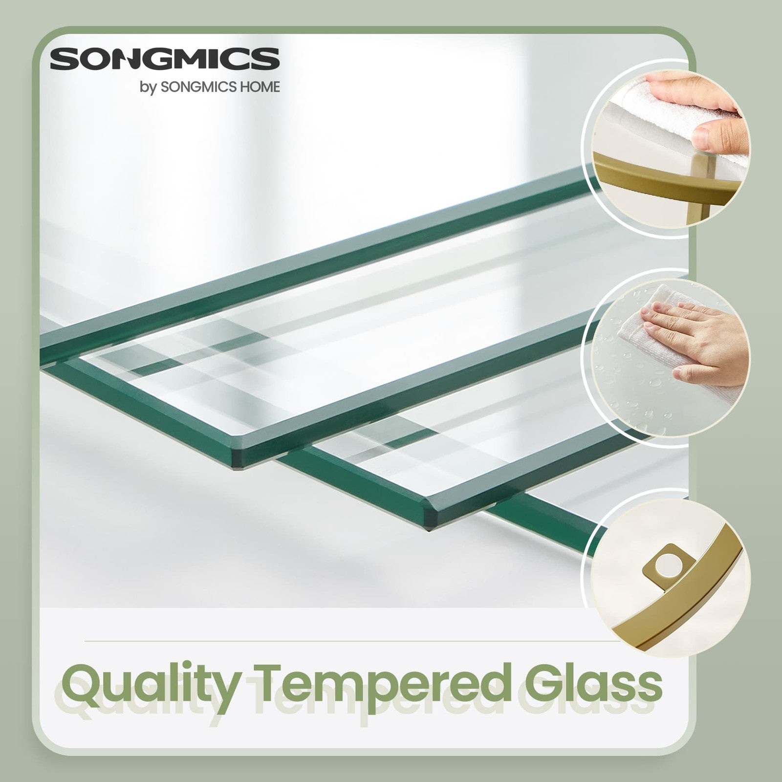 Corner Display Rack with Tempered Glass Shelves for Living Room