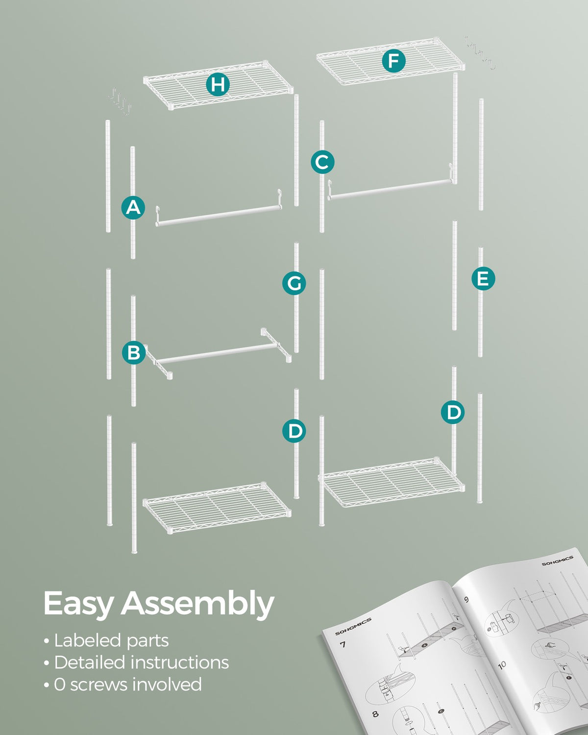 Metal Clothing Rack - Adjustable Shelves - Hanging Rails