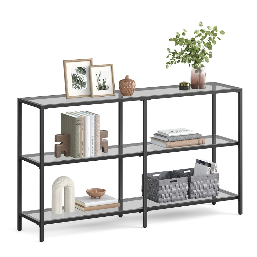 51.2 Inch Console Table with 3 Shelves - Classic Black, Slate Gray