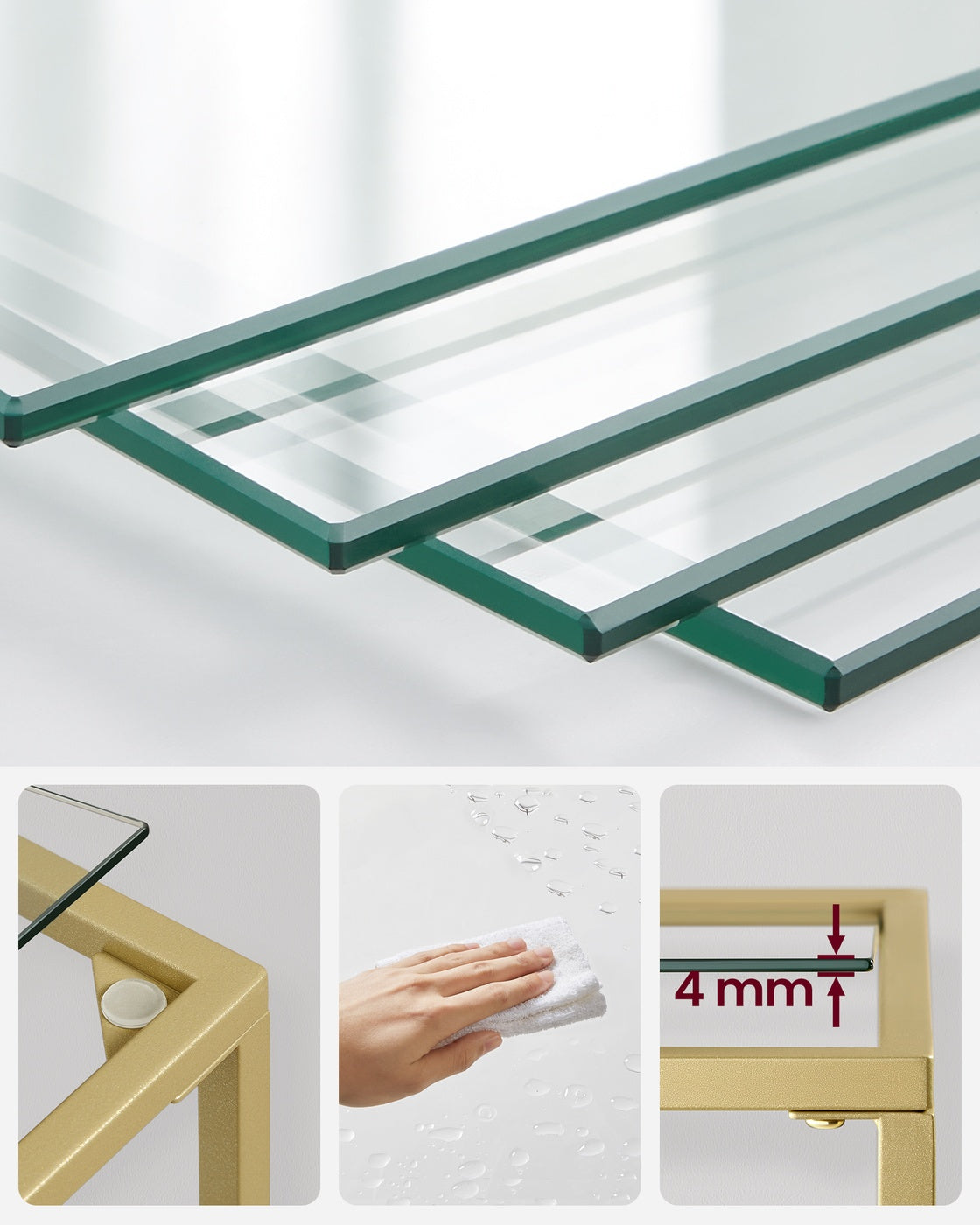 5-Tier Bookcase - Slim Shelving Unit - Gold