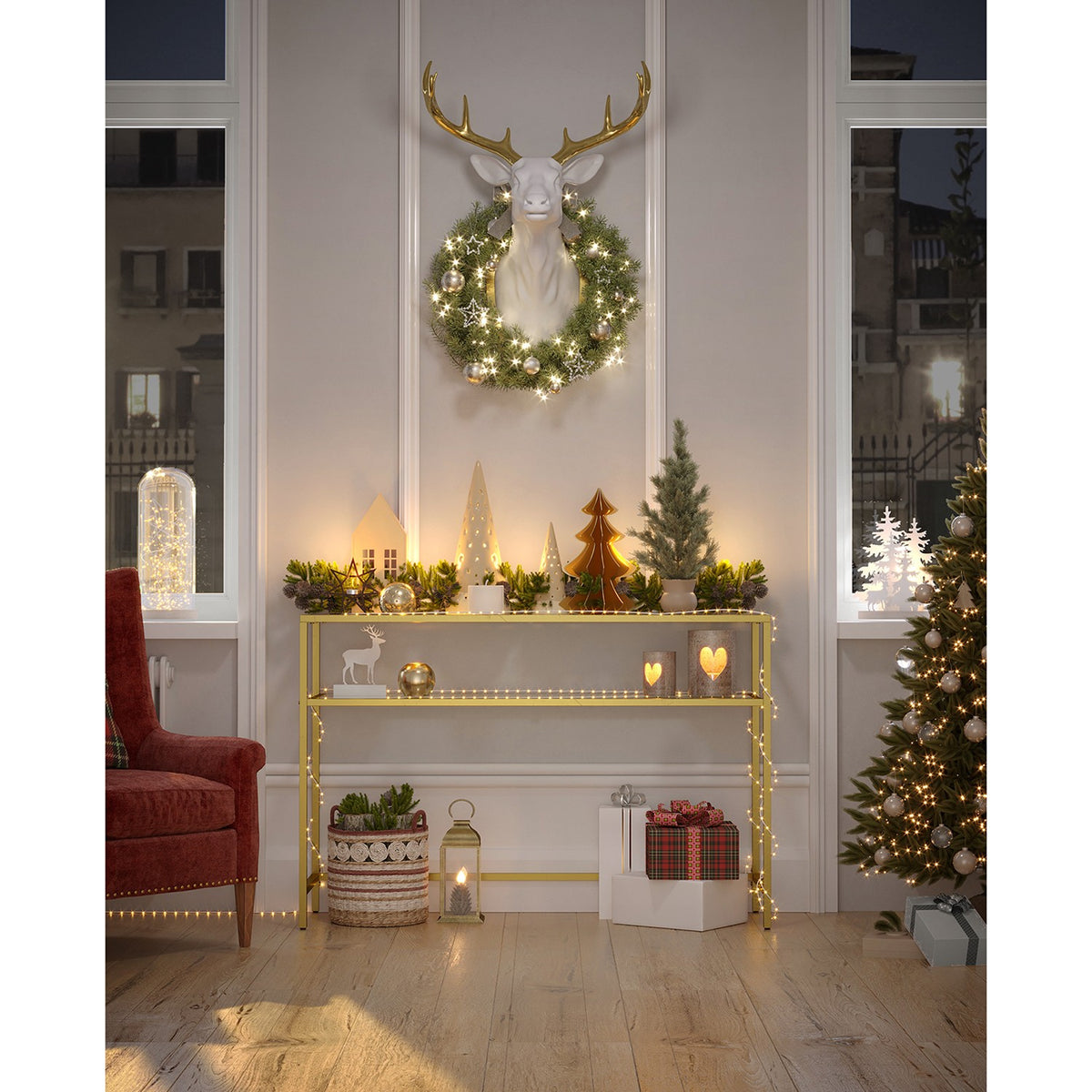 Console Sofa Table - 39.4-Inch - Tempered Glass Top