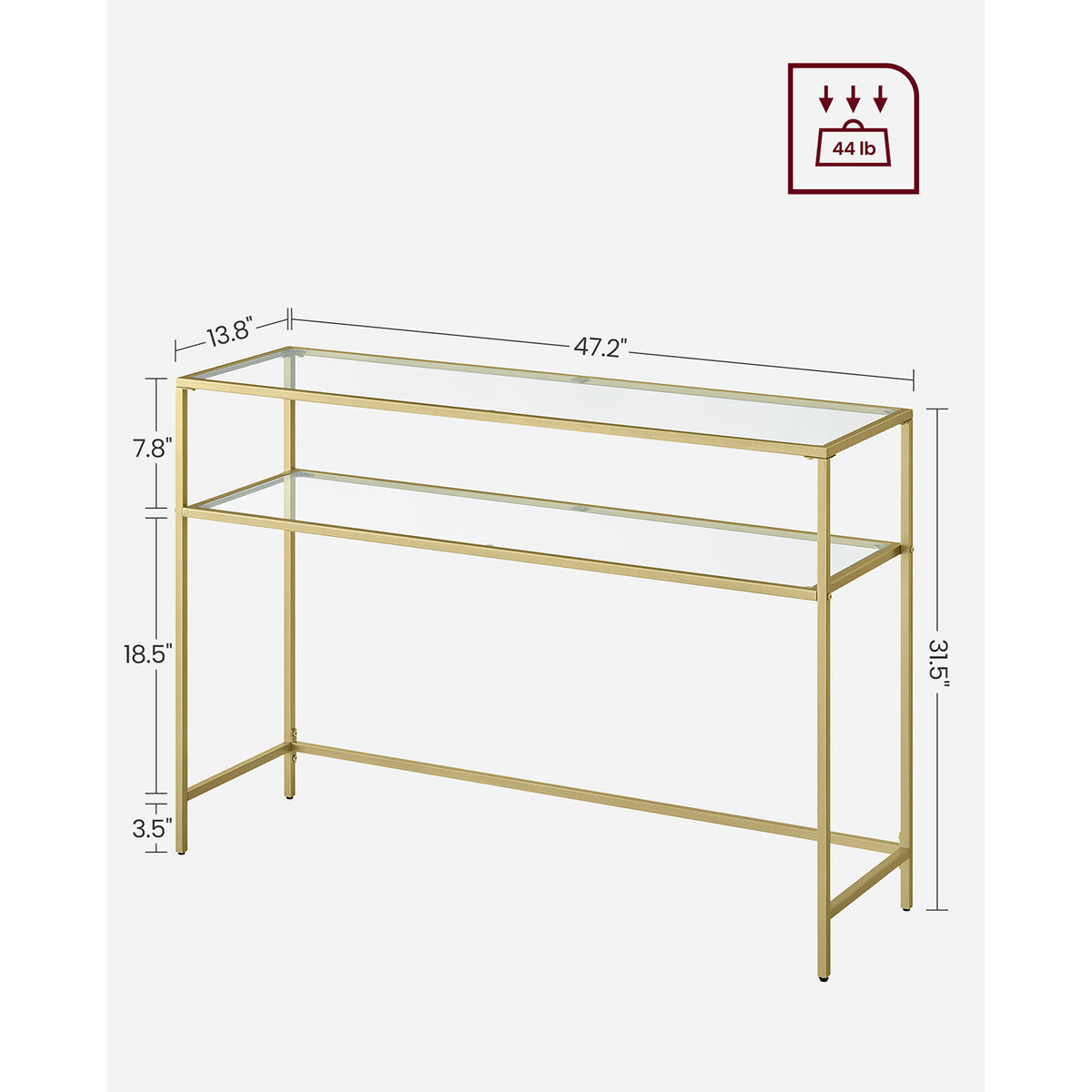 Console Sofa Table - 39.4-Inch - Tempered Glass Top