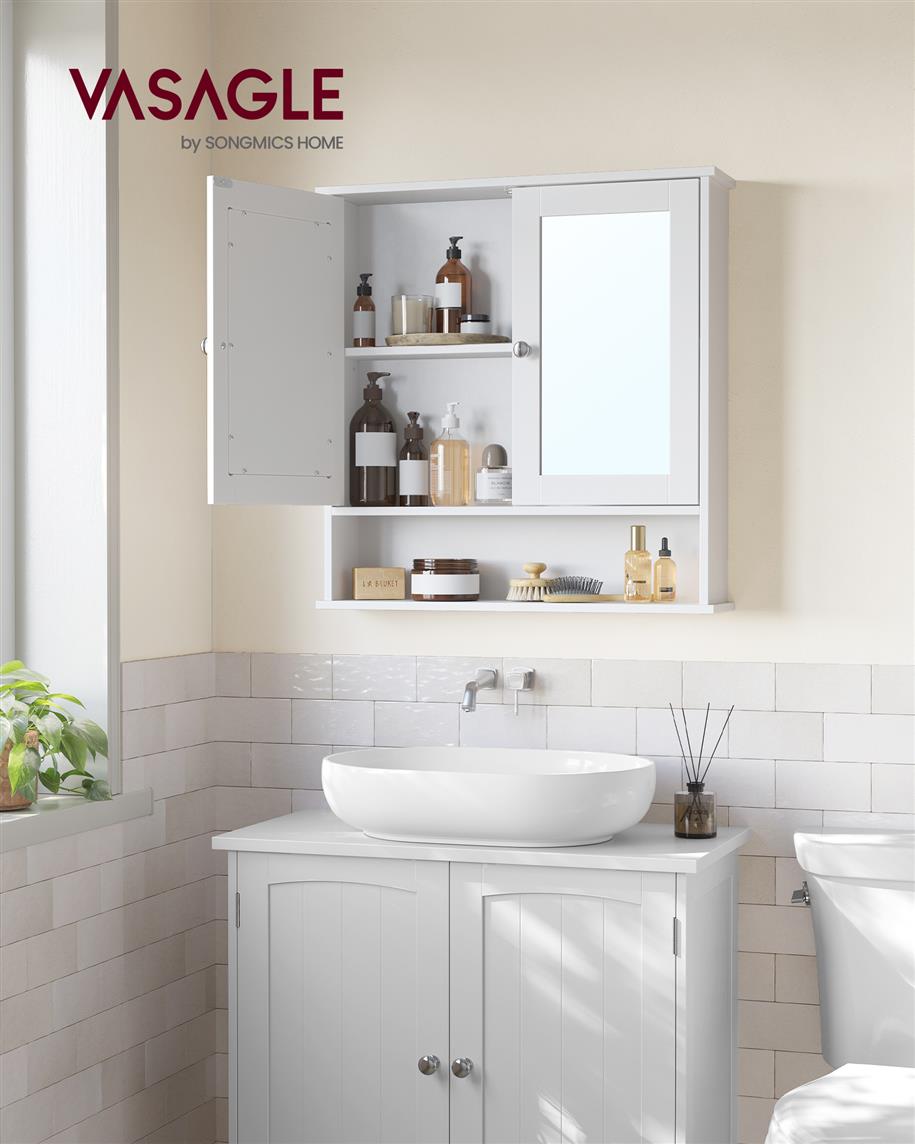 Bathroom Cabinet with Mirror - White