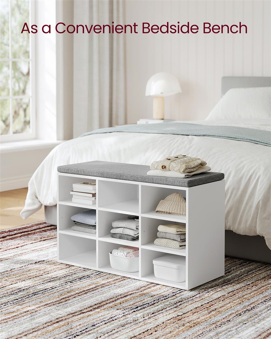Shoe Bench - With Cushion - 12 Compartments
