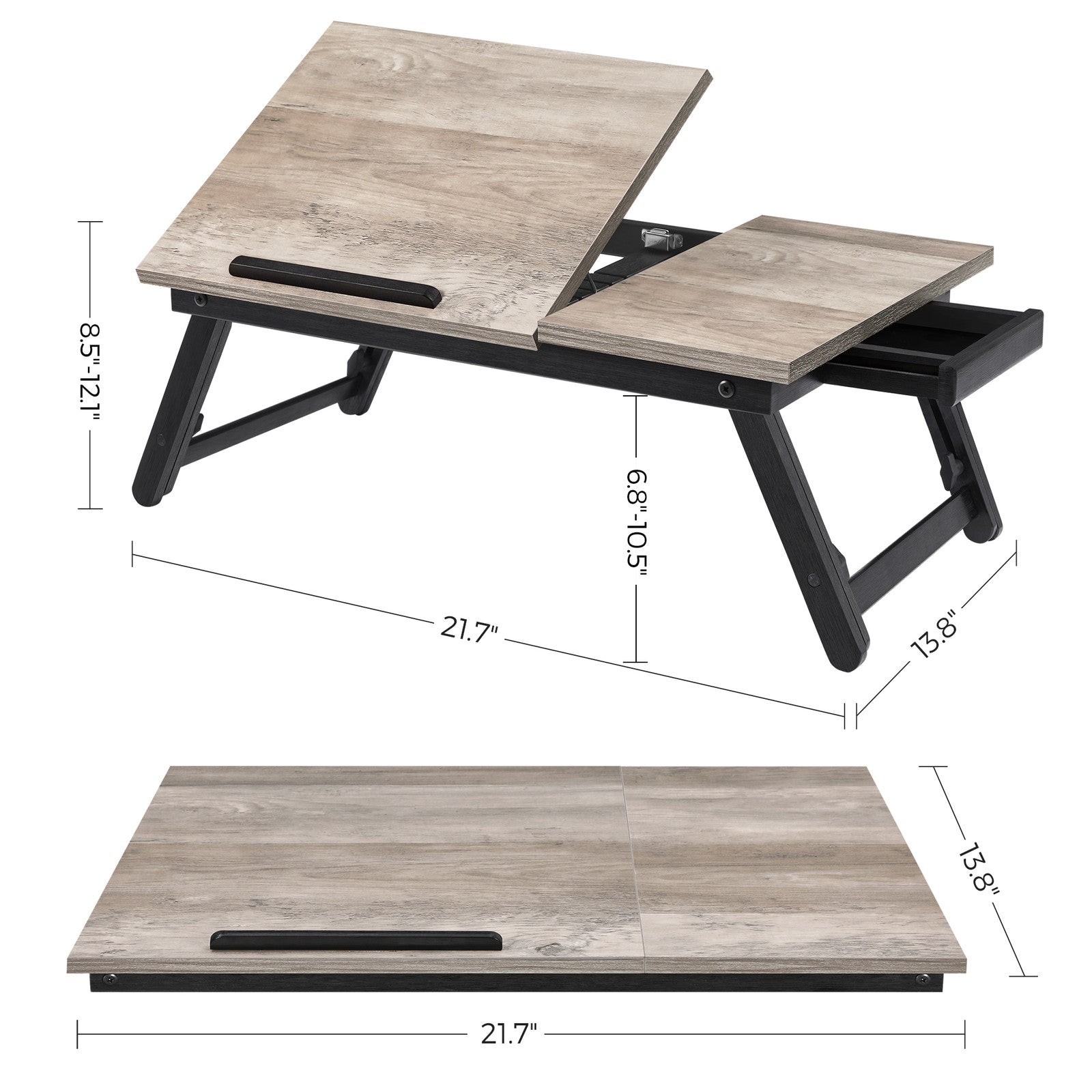 Laptop Desk for Bed or Sofa with Adjustable Tilting Top - Greige