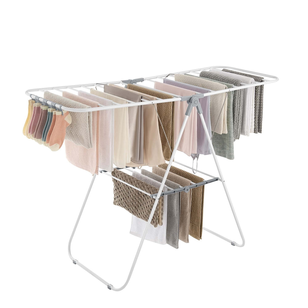 Clothes Drying Rack with Sock Clips - Silver, Gray