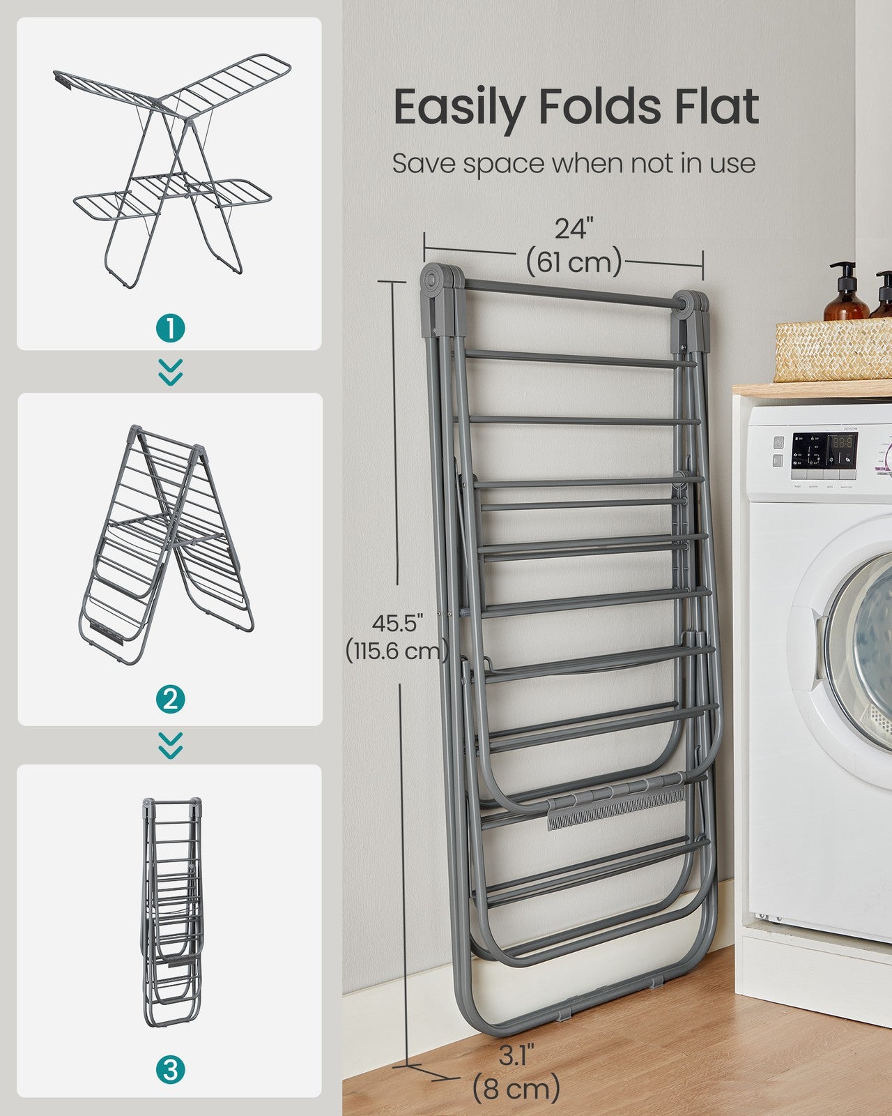 Clothes Drying Rack - Foldable 2-Level Laundry Drying Rack - Gray