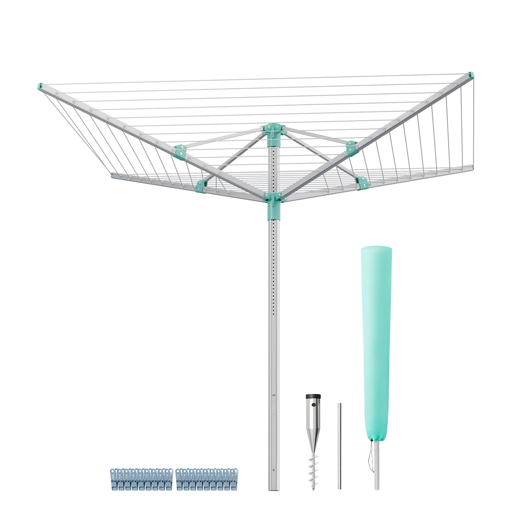 Umbrella Drying Rack - 164 Ft Long Clothesline - Silver, Green