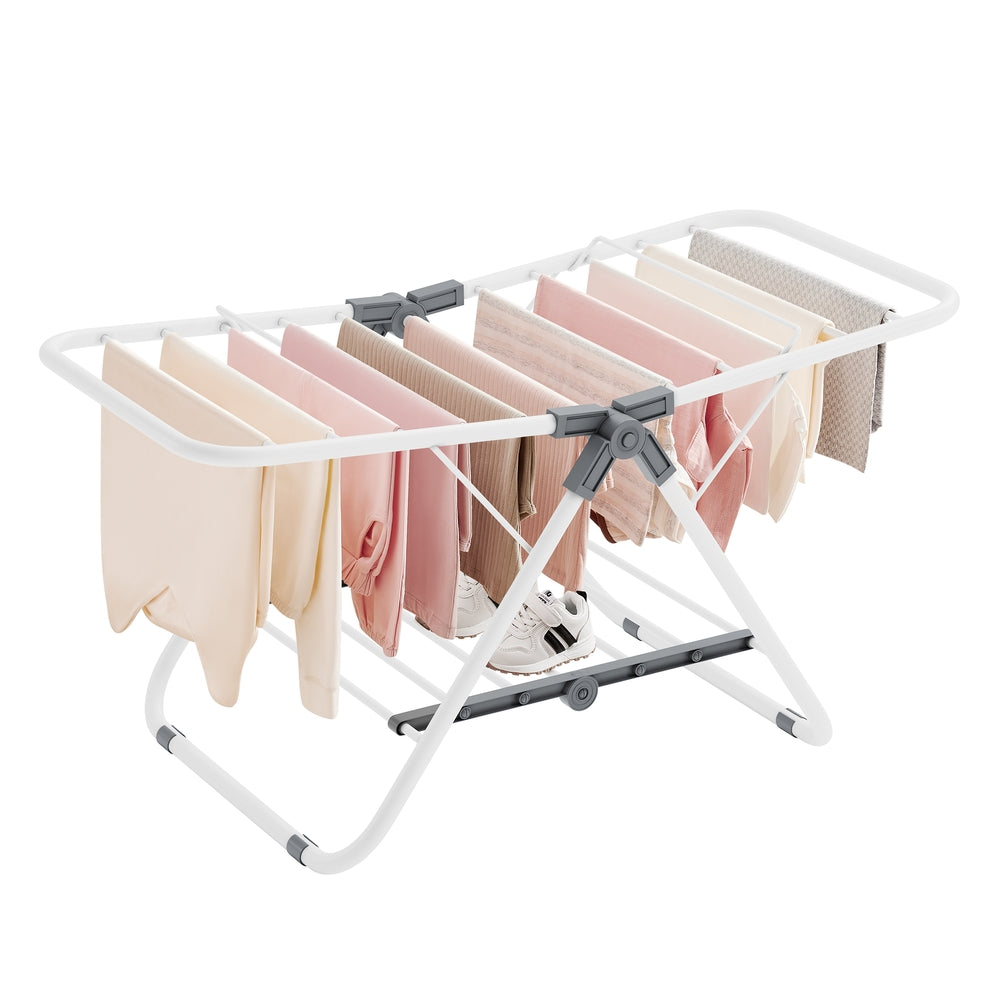 Small Foldable 2-Level Clothes Drying Rack - White