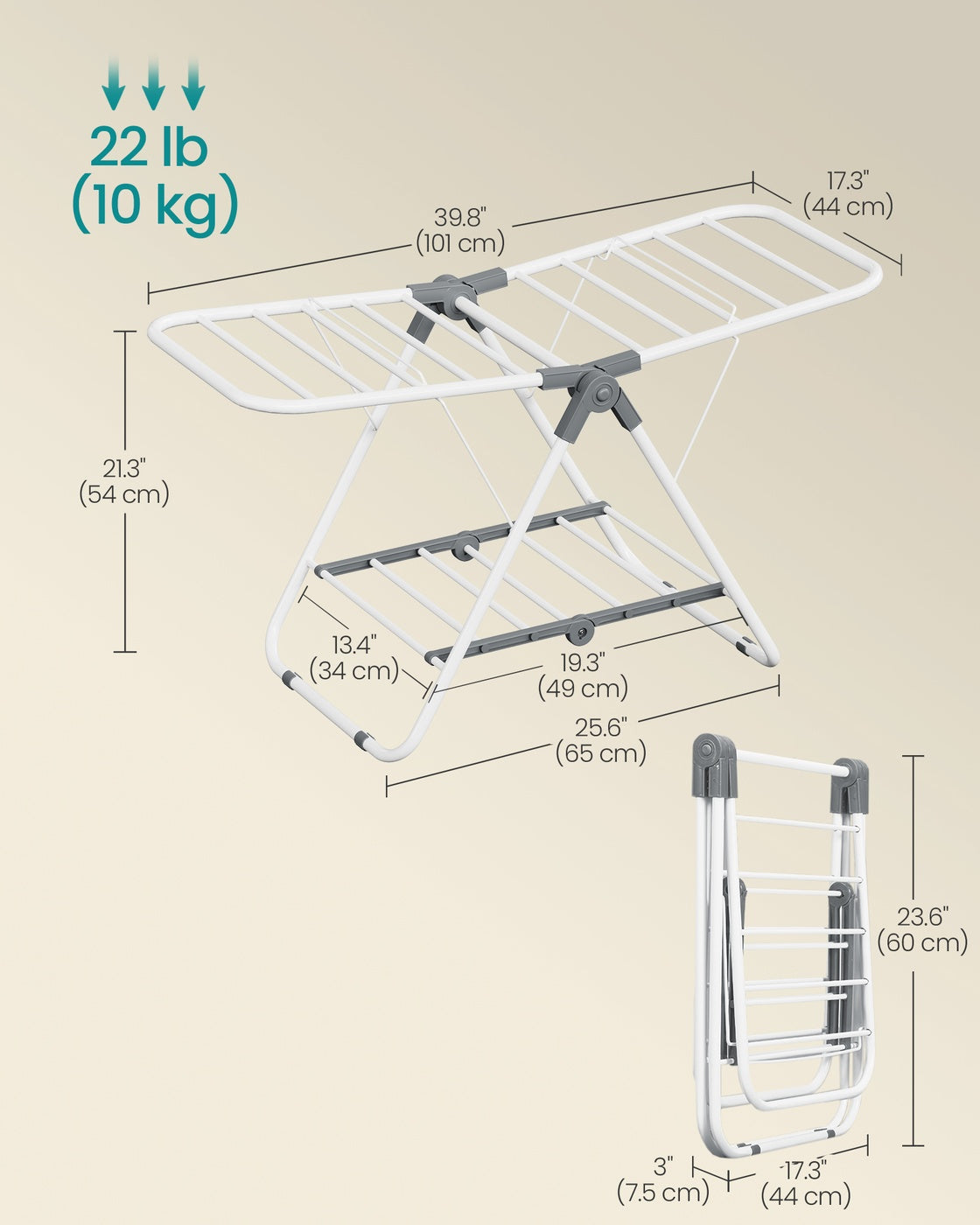Small Foldable Clothes Drying Rack - 2-Level