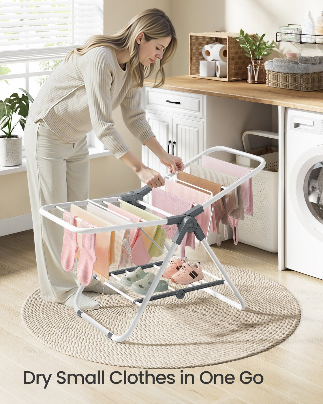 Small Foldable Clothes Drying Rack - 2-Level