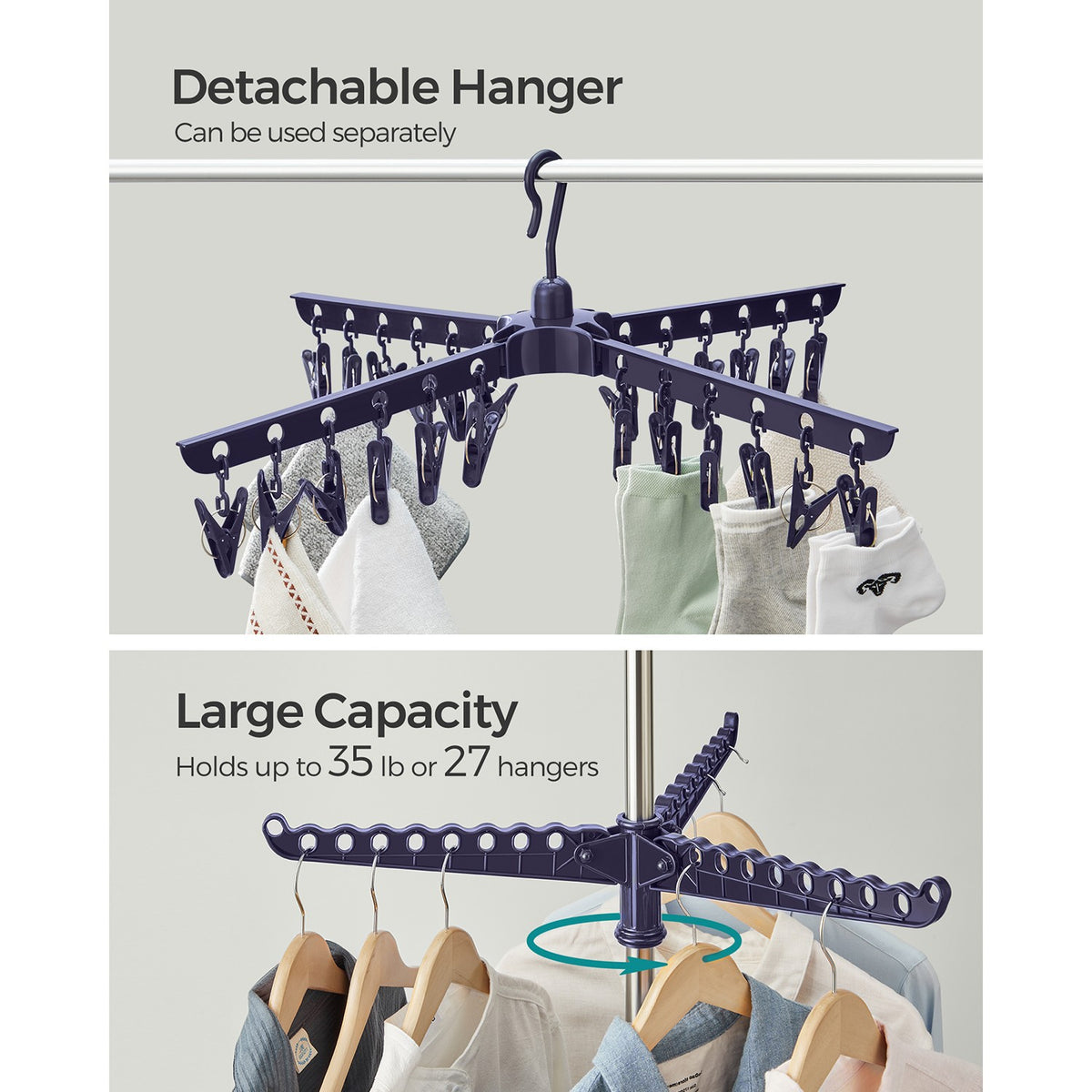 Folding Clothes Drying Rack - 59-Inch - Space-Saving