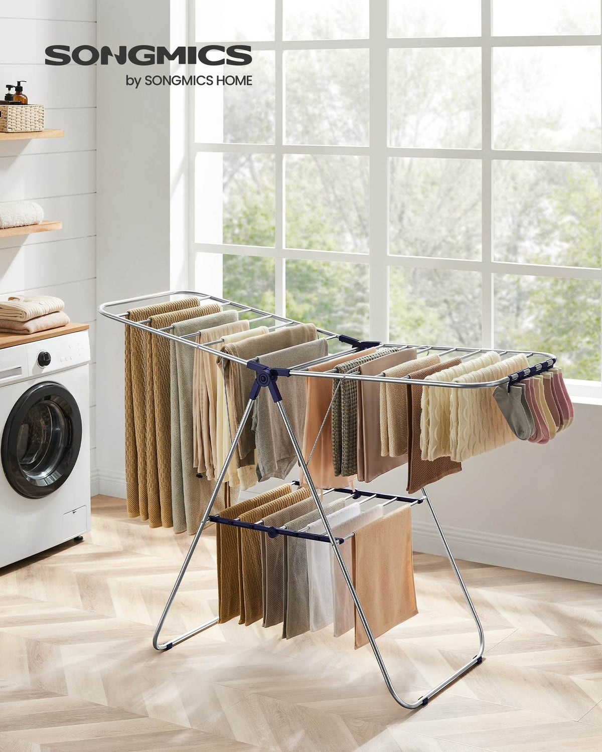 Clothes Drying Rack - Sock Clips - Height-Adjustable