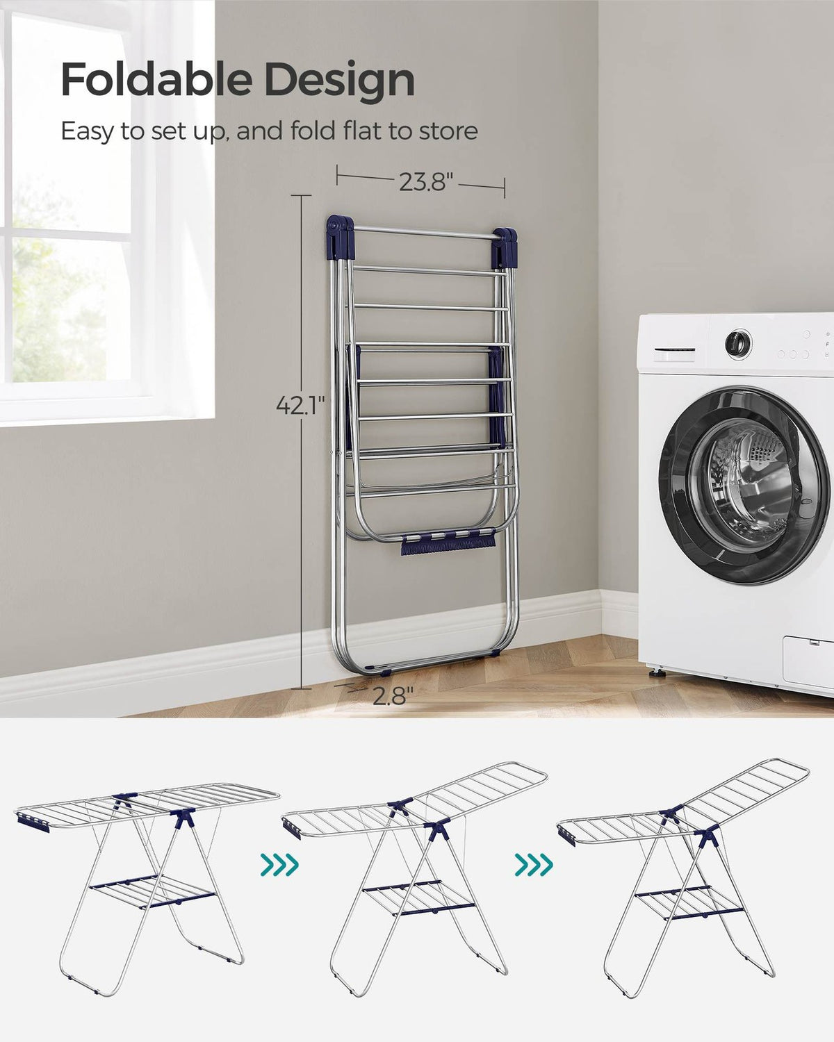 Clothes Drying Rack - Sock Clips - Height-Adjustable