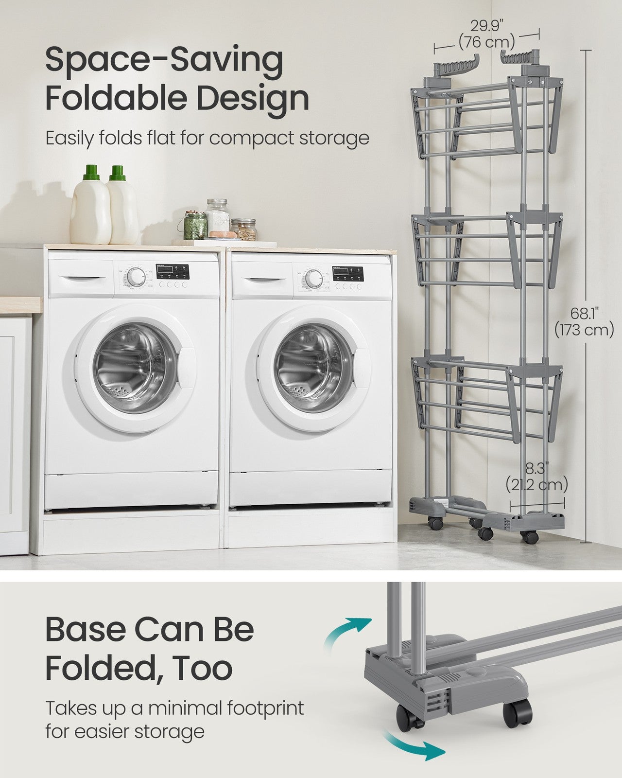 Clothes Drying Rack 4-Tier - Foldable Laundry Drying Rack 173 Cm Tall
