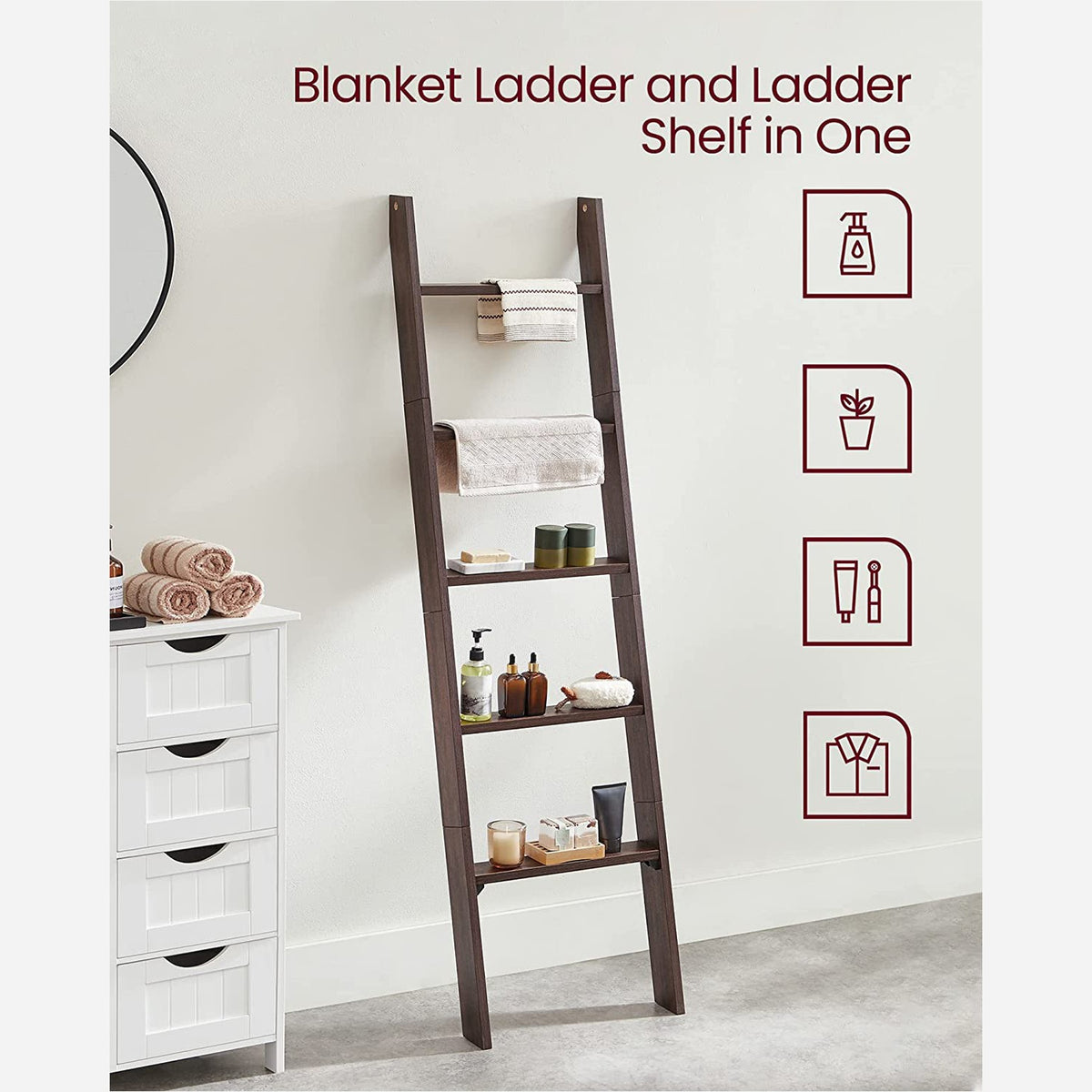 Blanket Ladder - 5-Tier - Farmhouse Style - For the Living Room