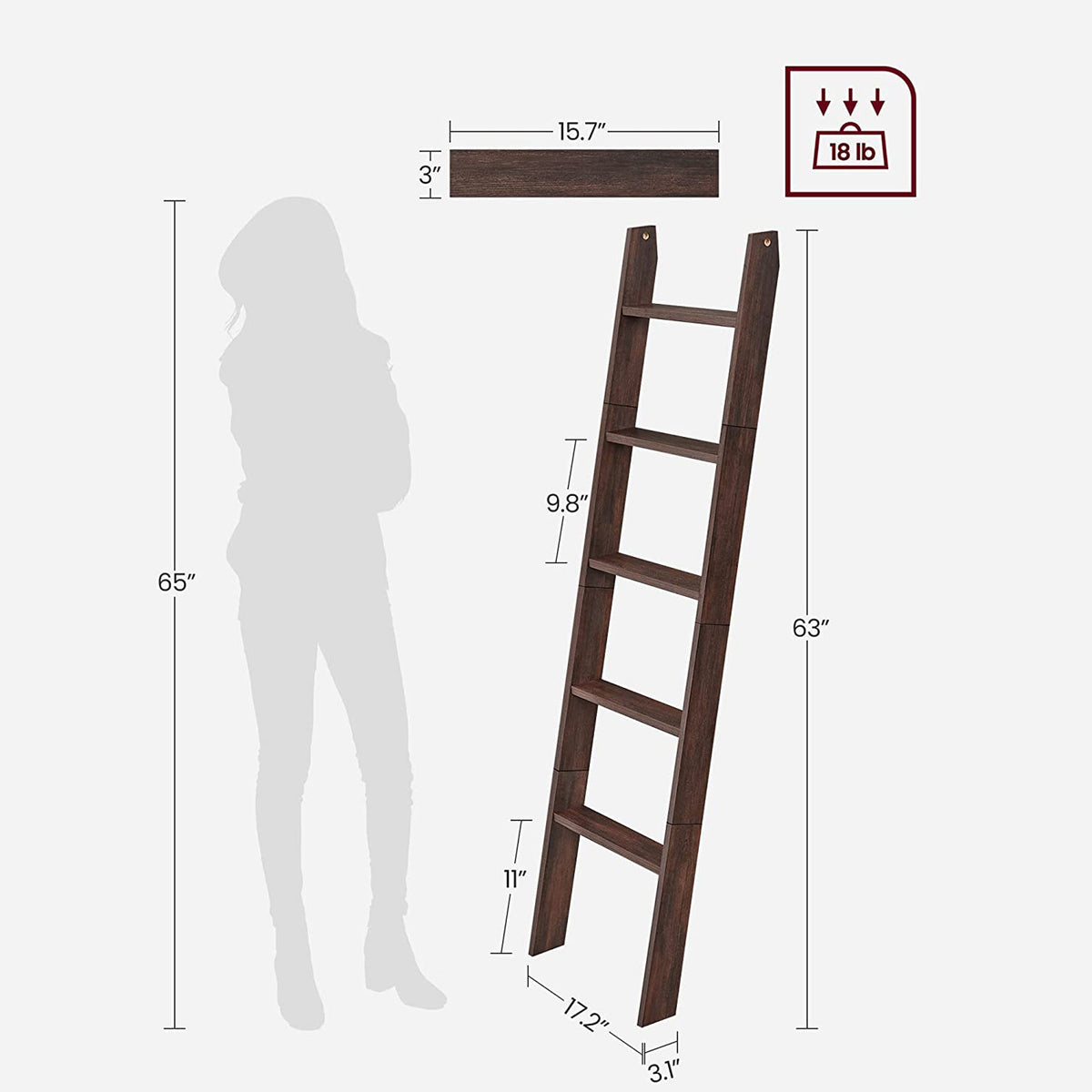 Blanket Ladder - 5-Tier - Farmhouse Style - For the Living Room
