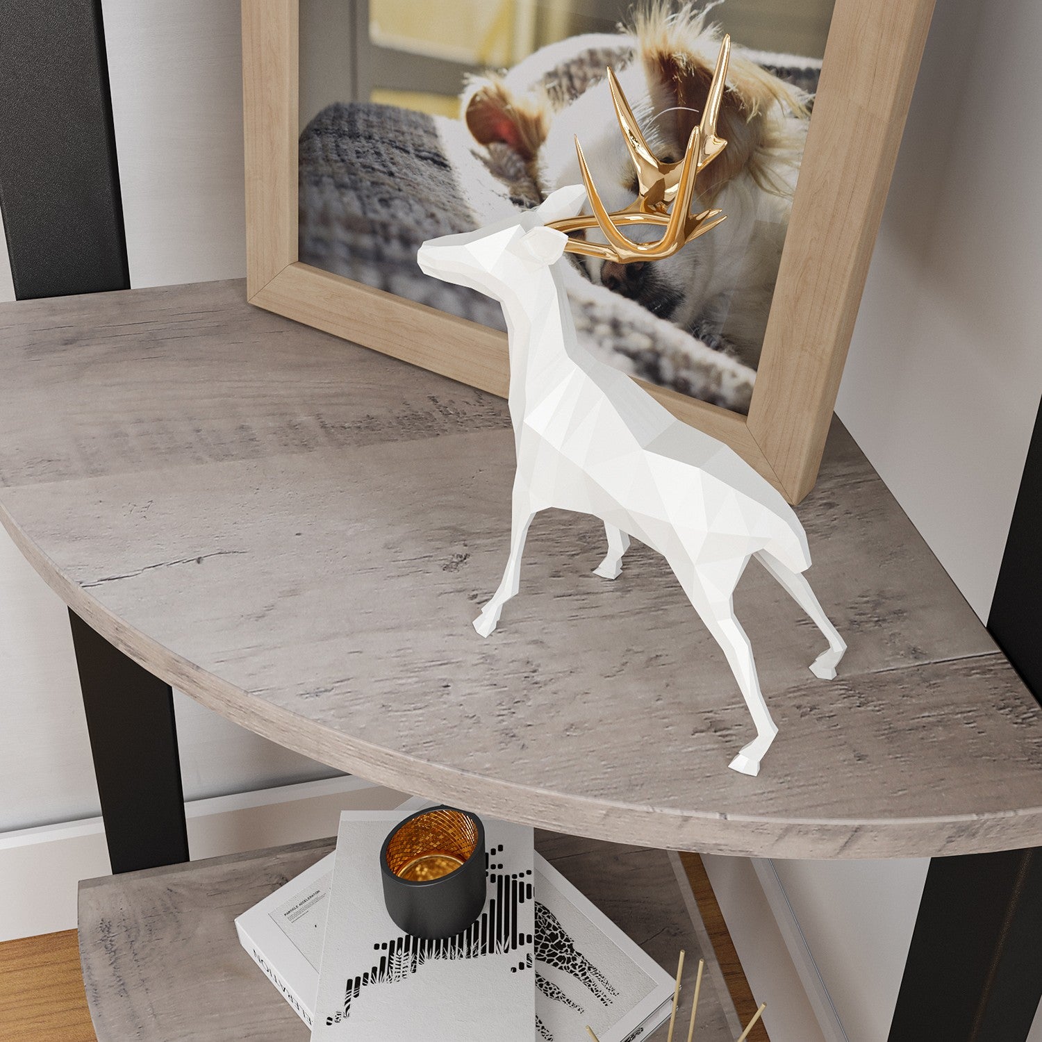 Corner Shelf Stand - 4-Tier - Greige and Black - Greige, Black