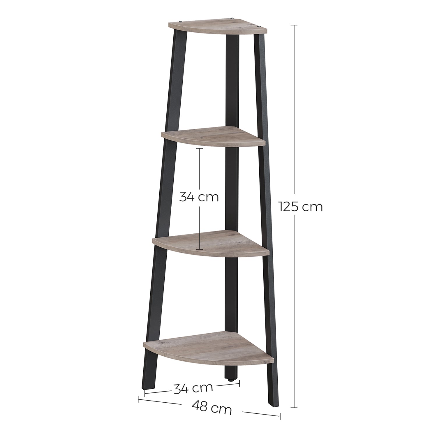 Corner Shelf Stand - 4-Tier - Greige and Black - Greige, Black