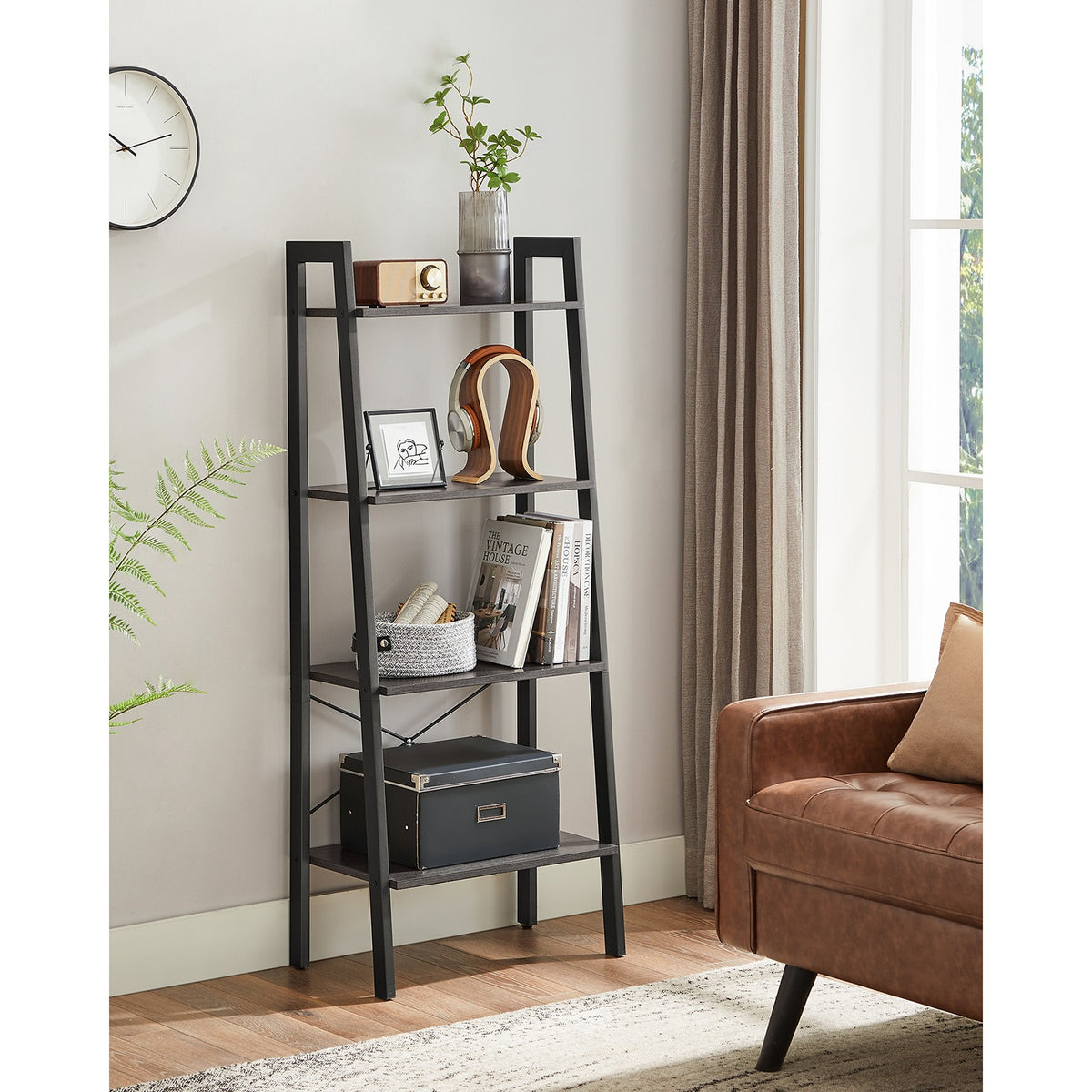 Ladder Shelf - 4-Tier - Steel Frame - 213 lb Capacity