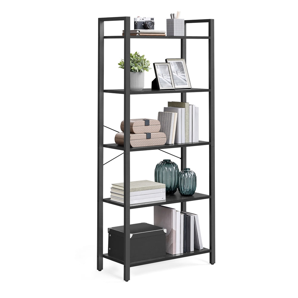 5-Tier Bookshelf with Steel Frame