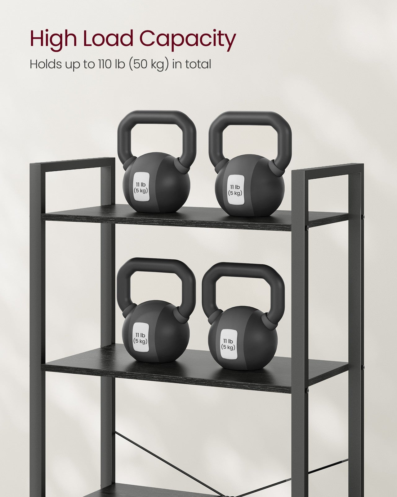 5-Tier Bookshelf with Steel Frame