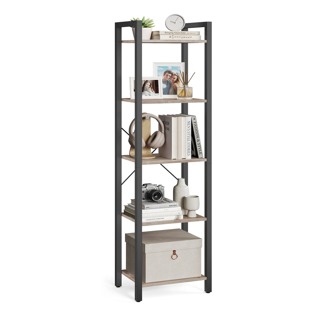 5 Tier Bookcase Storage Shelf - Rustic Brown