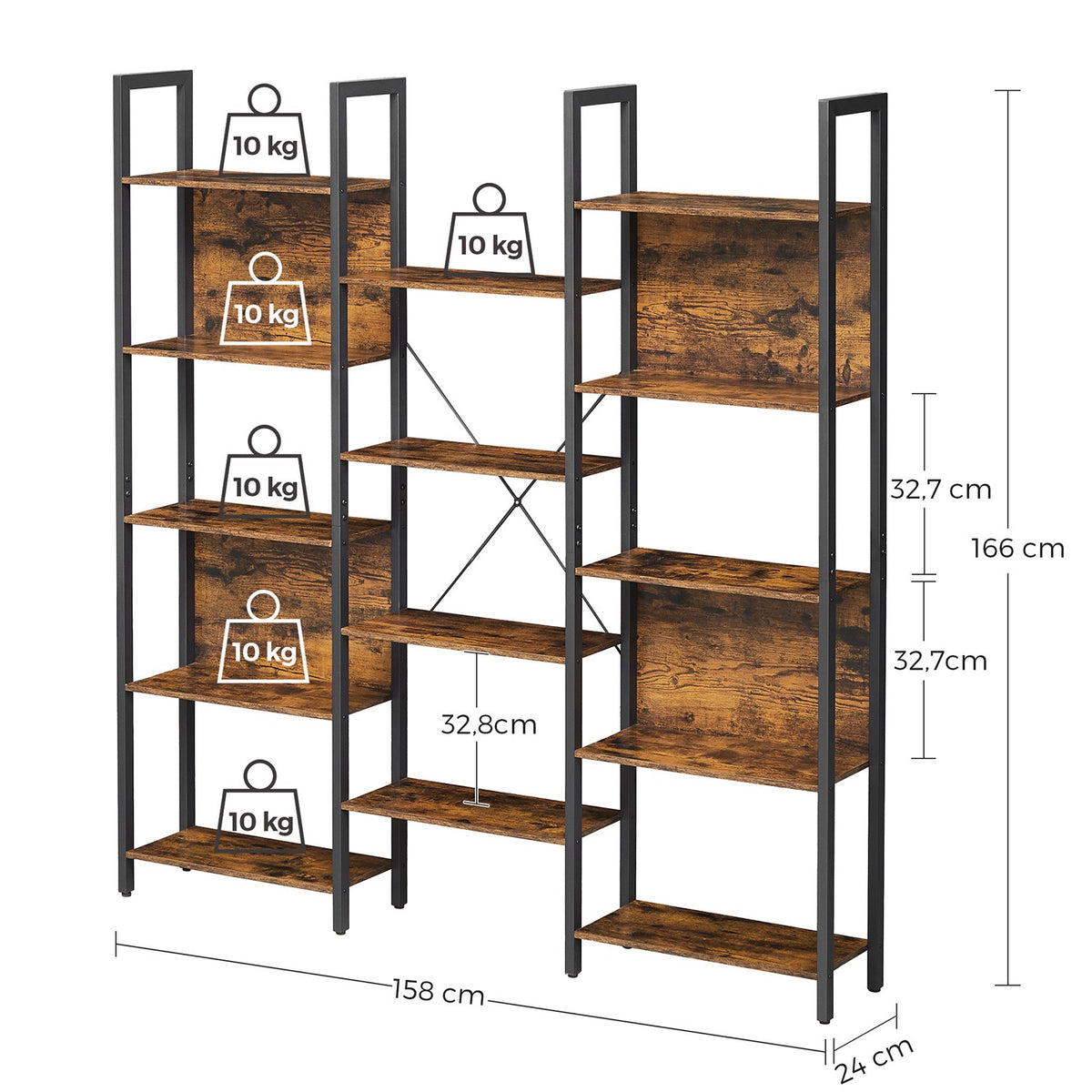 5-Tier Bookcase with 14 Shelves