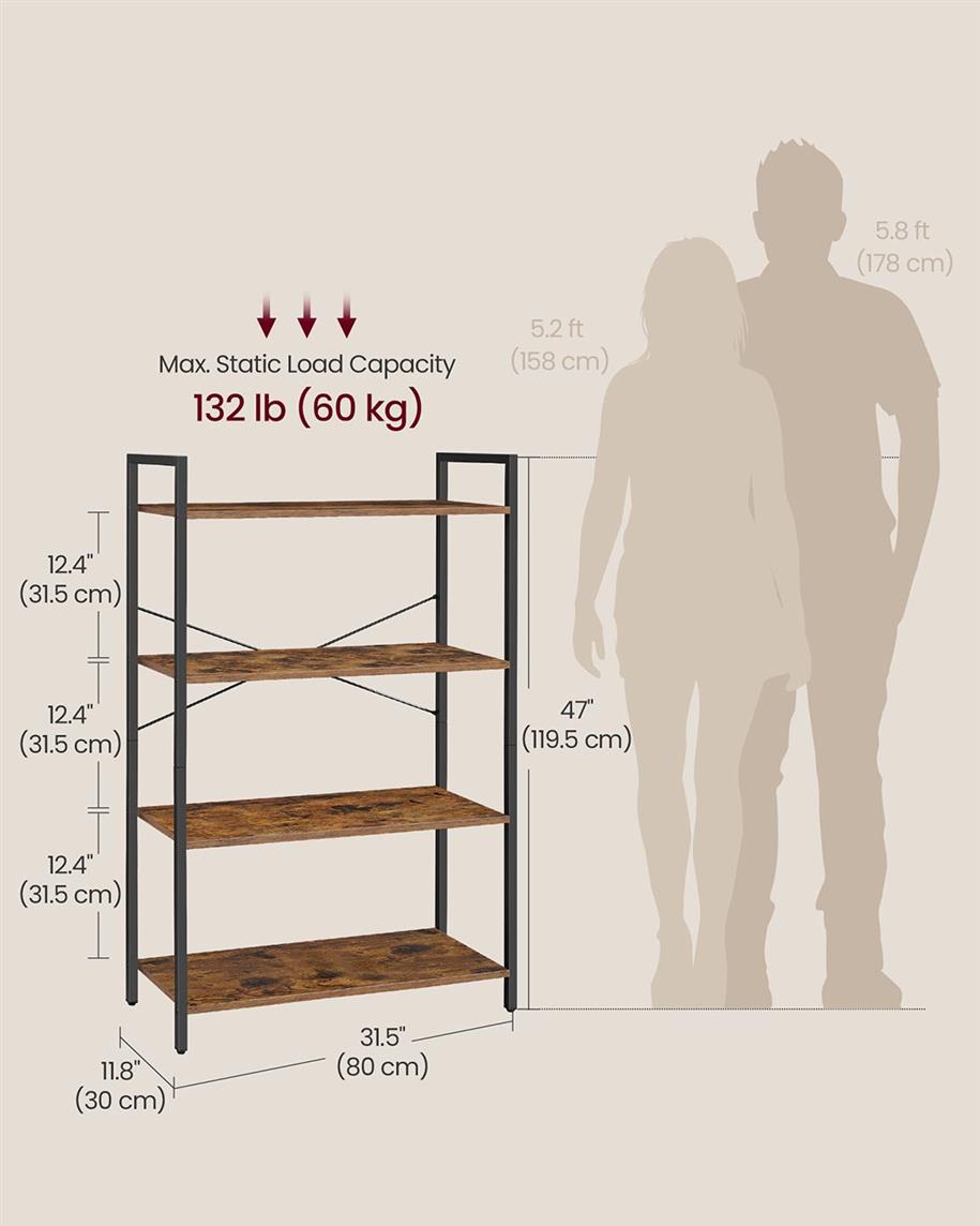 4-Tier Tall Bookshelf