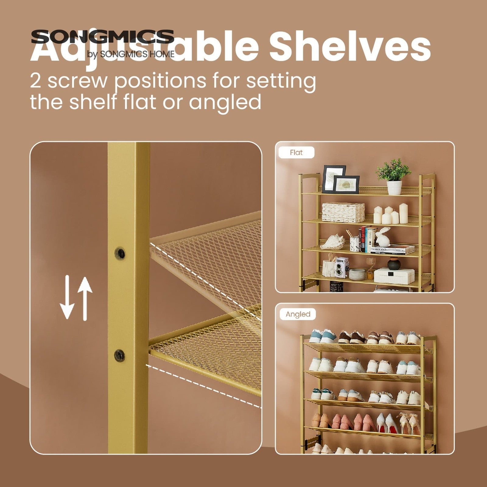 Metal Shoe Storage Rack Set with Stackable Adjustable Shelves