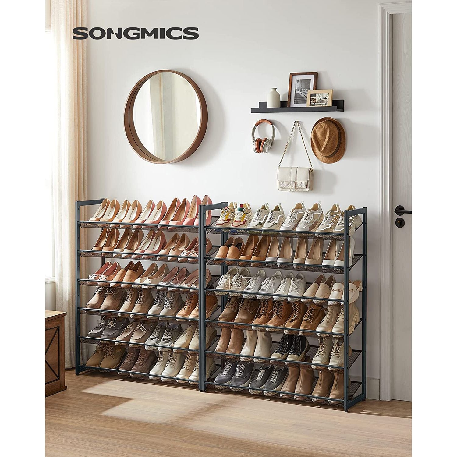 12-Tier Metal Shoe Storage Organizer - Grey